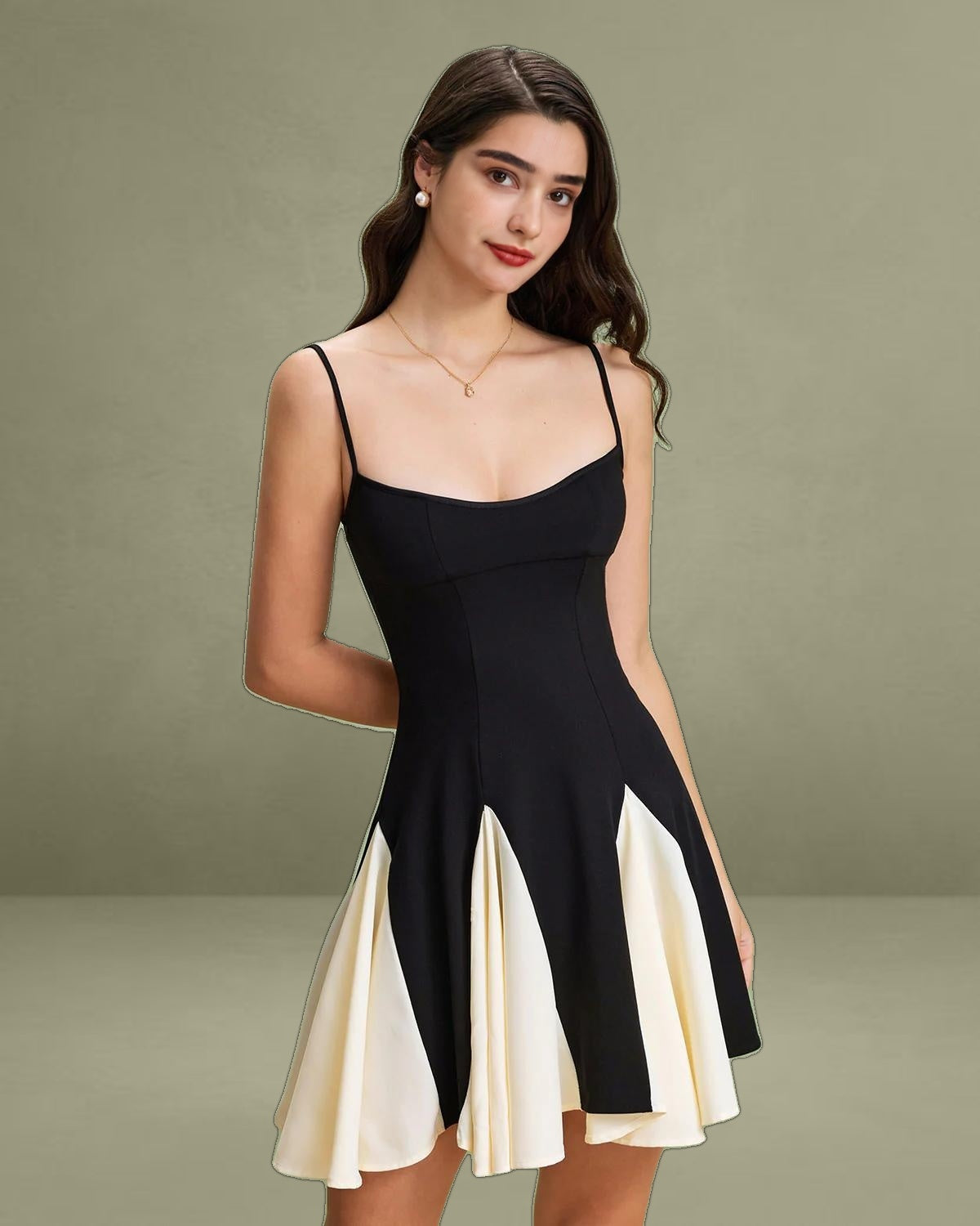 Black Contrast Slip Mini Dress