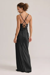 Ellapink Satin Dress | Ready To Ship | Black