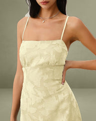 Yellow Jacquard Corset Slip Maxi Dress