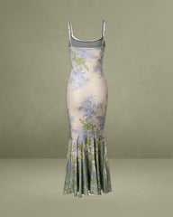 Green Floral Slip Mermaid Maxi Dress