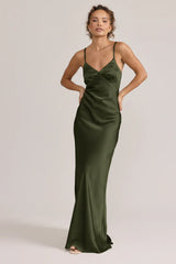 Ellapink Satin Dress | Ready To Ship | Deep Olive