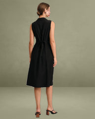 The Black V-Neck Tunic Midi Dress