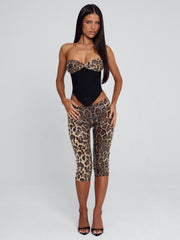 Ellapink EIRA CAPRI PANT LEOPARD SEQUIN