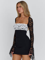 Ellapink OMERA MINI DRESS BLACK WHITE