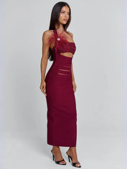 Ellapink LUNABELLE MIDI DRESS BURGUNDY